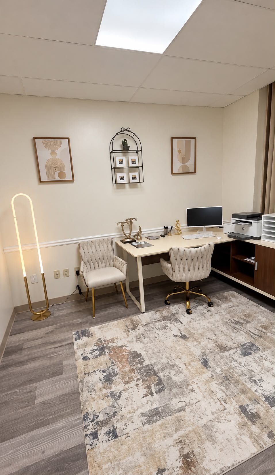 Spa consultation room with paired guest chairs