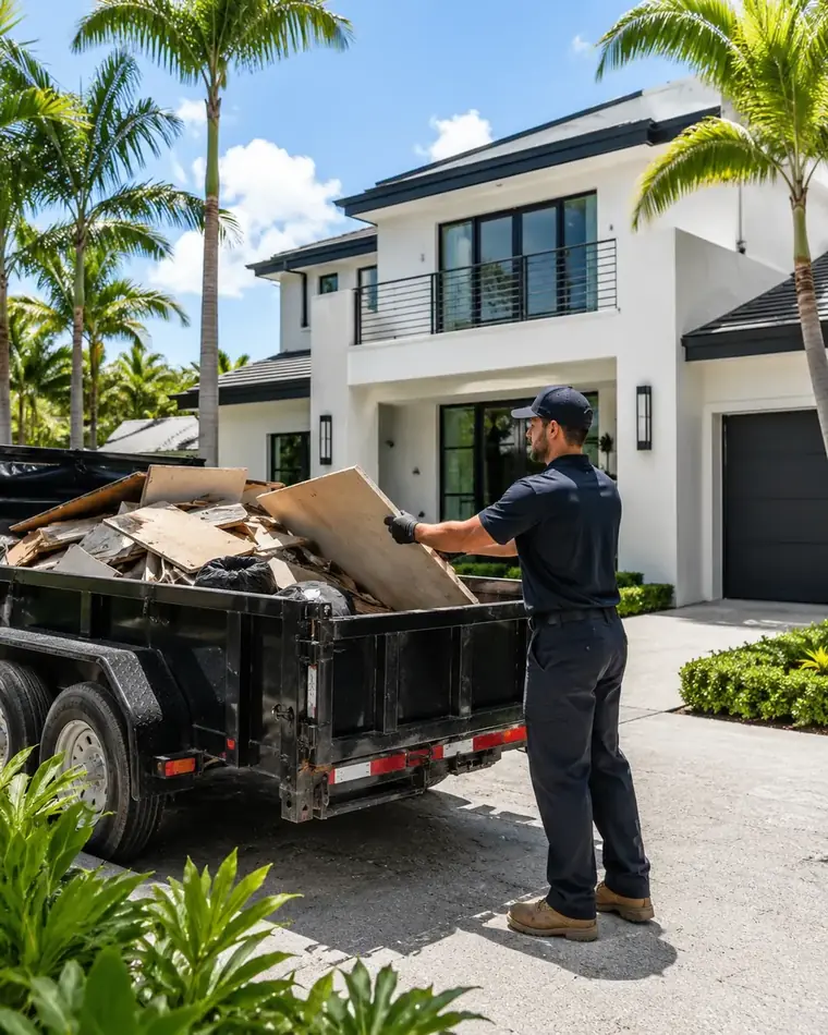 Junk removal and haul-away service at a Miami property